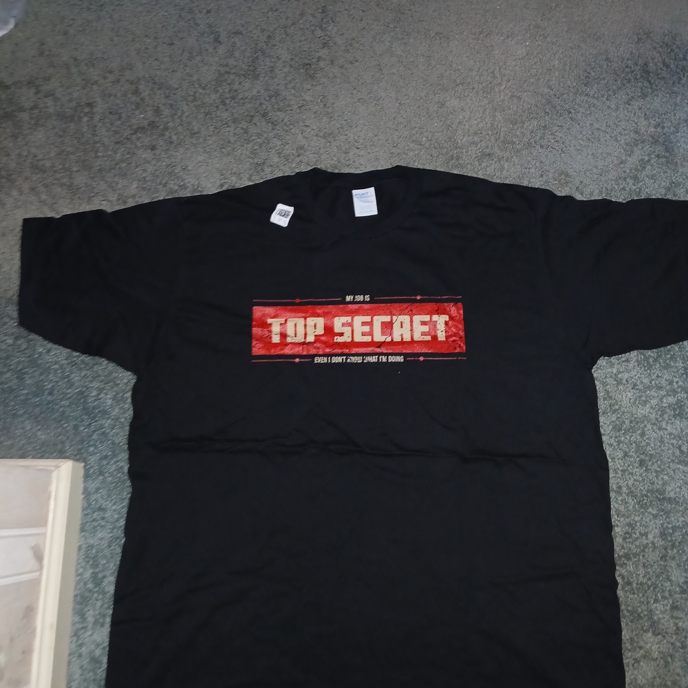Black Graphic TOP SECRET Job T-Shirt 2XL